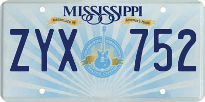 MS license plate ZYX752