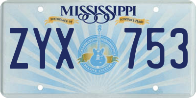 MS license plate ZYX753