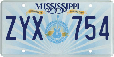 MS license plate ZYX754