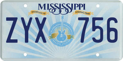 MS license plate ZYX756