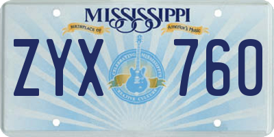 MS license plate ZYX760