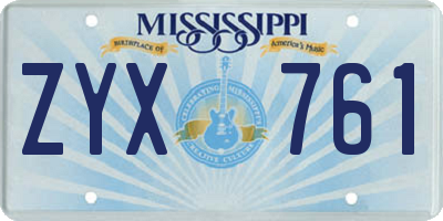 MS license plate ZYX761