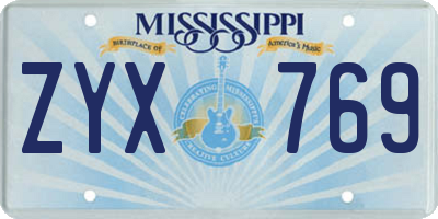 MS license plate ZYX769