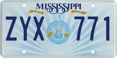 MS license plate ZYX771