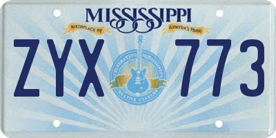MS license plate ZYX773