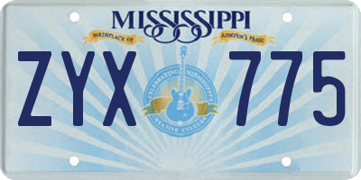 MS license plate ZYX775