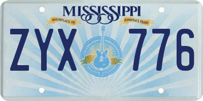 MS license plate ZYX776