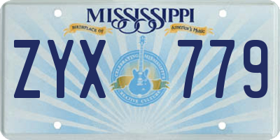 MS license plate ZYX779
