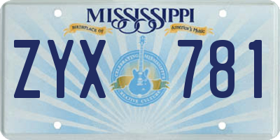 MS license plate ZYX781
