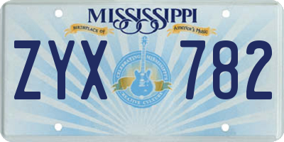 MS license plate ZYX782