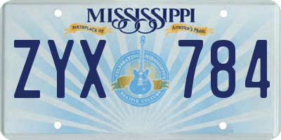 MS license plate ZYX784