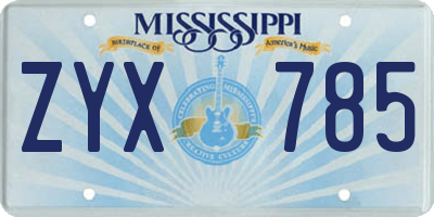 MS license plate ZYX785