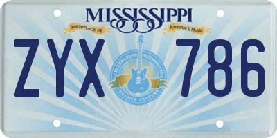 MS license plate ZYX786