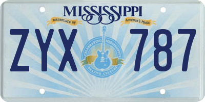 MS license plate ZYX787
