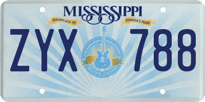 MS license plate ZYX788