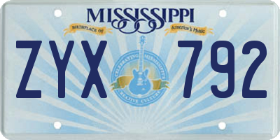 MS license plate ZYX792