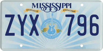 MS license plate ZYX796