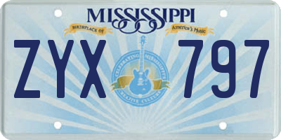 MS license plate ZYX797