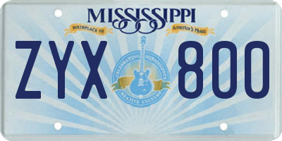 MS license plate ZYX800