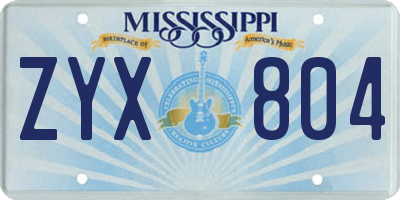 MS license plate ZYX804