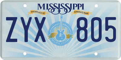 MS license plate ZYX805