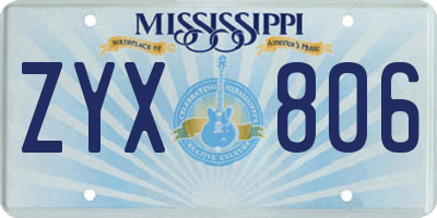 MS license plate ZYX806