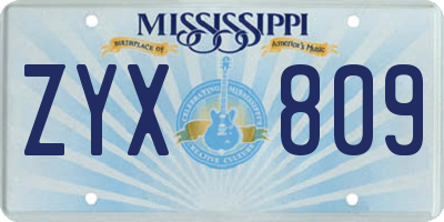 MS license plate ZYX809