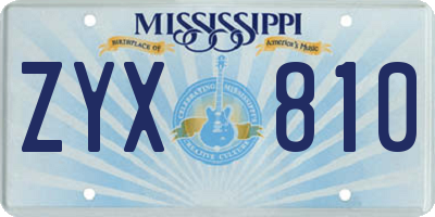 MS license plate ZYX810
