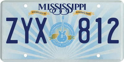 MS license plate ZYX812
