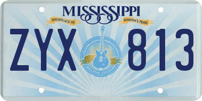 MS license plate ZYX813