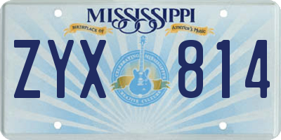 MS license plate ZYX814