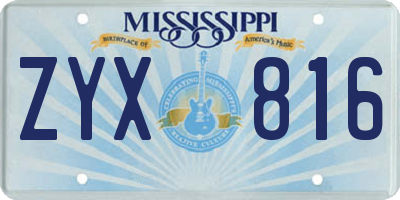 MS license plate ZYX816