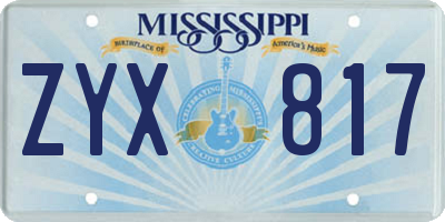 MS license plate ZYX817