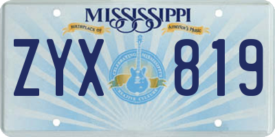 MS license plate ZYX819