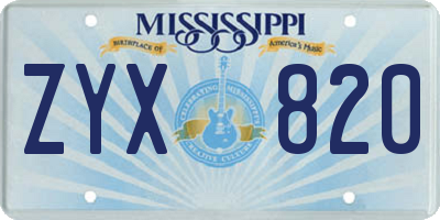 MS license plate ZYX820