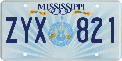 MS license plate ZYX821