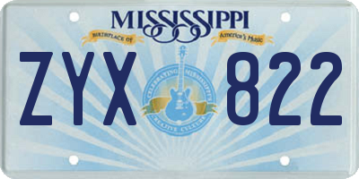MS license plate ZYX822
