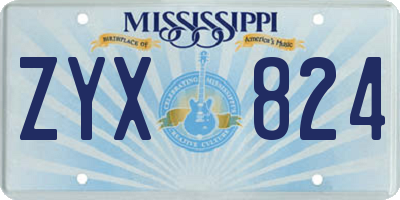 MS license plate ZYX824