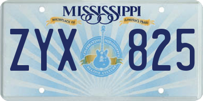 MS license plate ZYX825