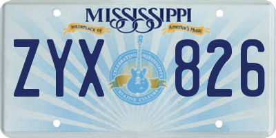 MS license plate ZYX826
