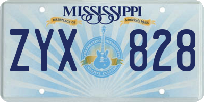 MS license plate ZYX828