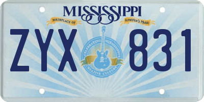 MS license plate ZYX831