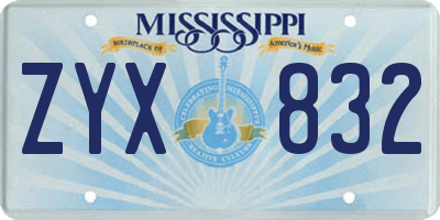 MS license plate ZYX832