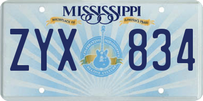 MS license plate ZYX834