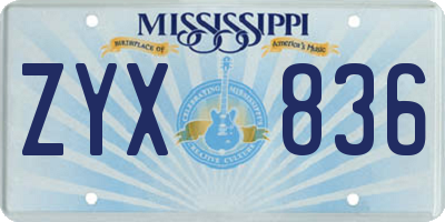 MS license plate ZYX836