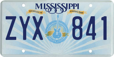 MS license plate ZYX841