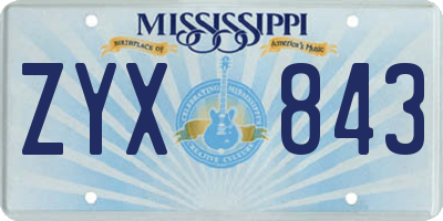 MS license plate ZYX843