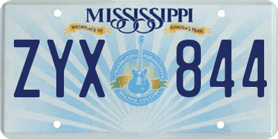MS license plate ZYX844