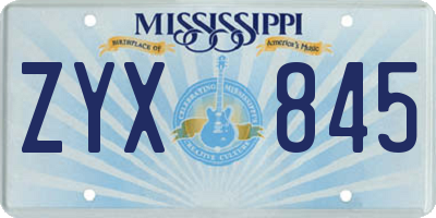 MS license plate ZYX845