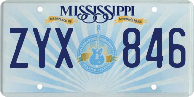 MS license plate ZYX846